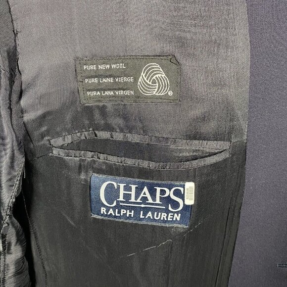 Chaps Ralph Lauren Blazer 46L Navy Blue Wool Sport Coat Gold Buttons Suit Jacket - Picture 6 of 16